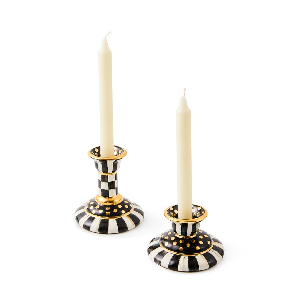 Courtly Check Large Ceramic Candlestick