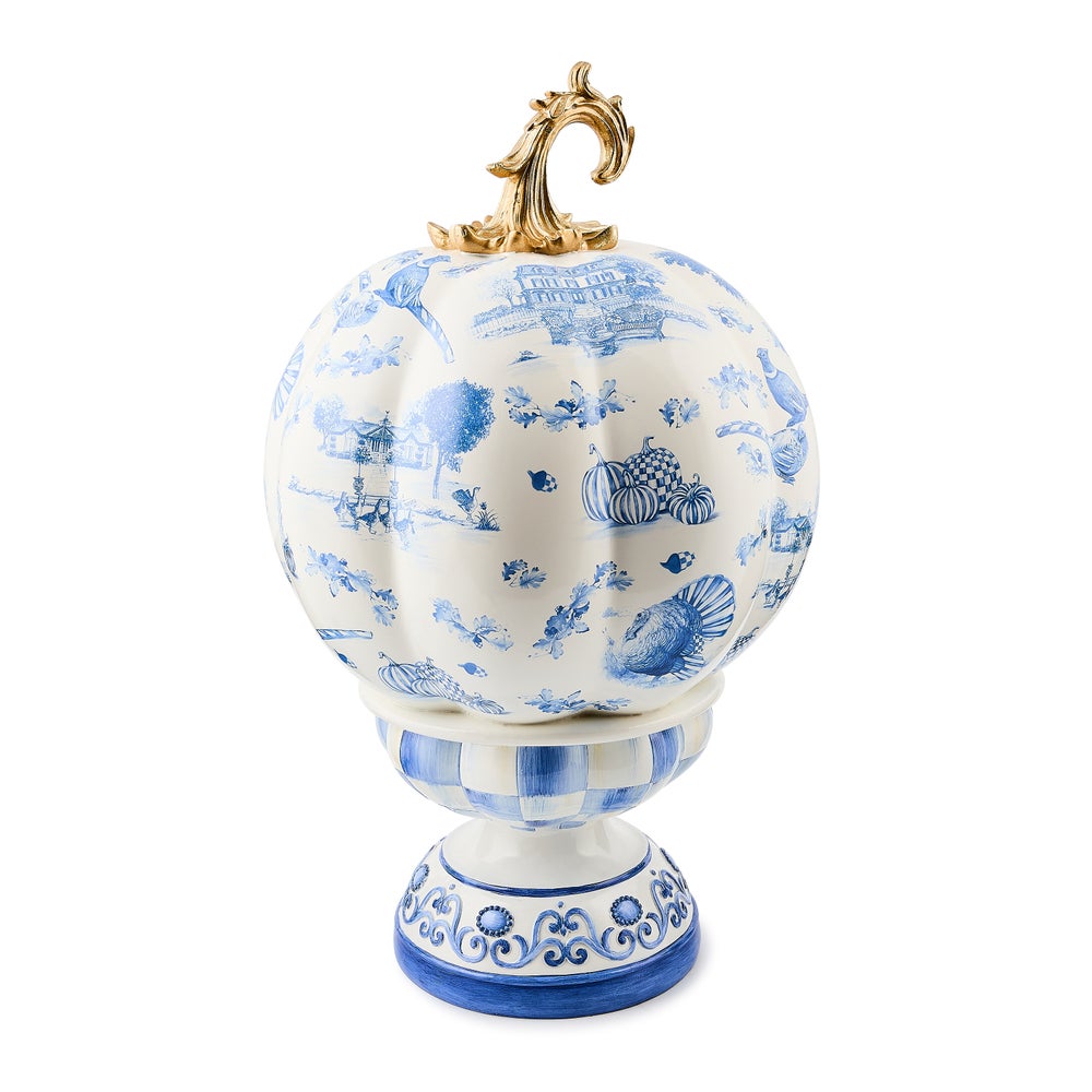 Royal Autumn Toile Short Pedestal Pumpkin