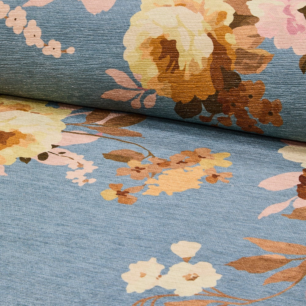 Slate Wild Rose Washable Rug