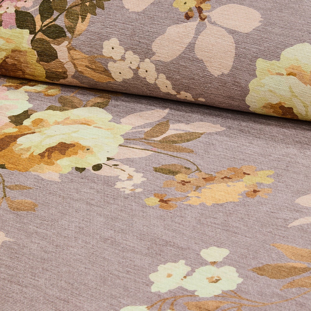 Taupe Wild Rose Washable Rug