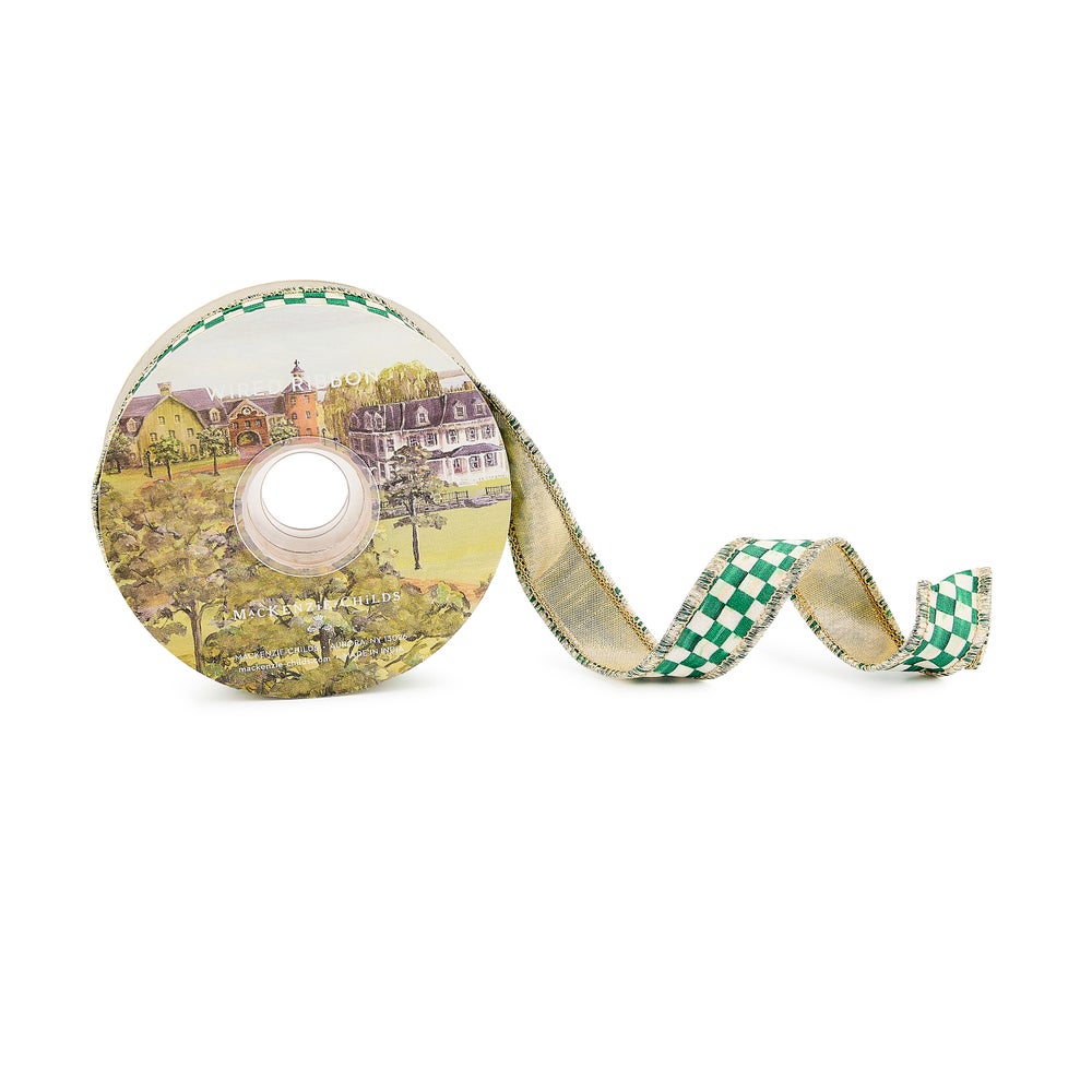 Green Check 1" Ribbon