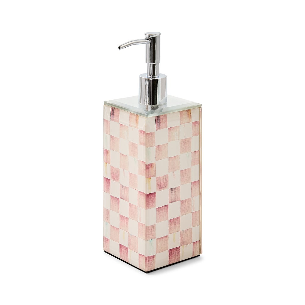 Rosy Check Glass Bath Collection