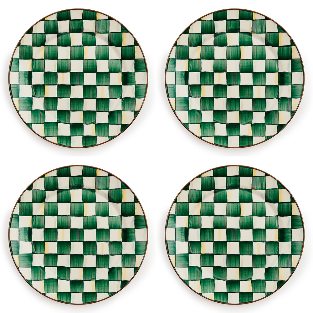 Emerald Check Chargers, Set of 4