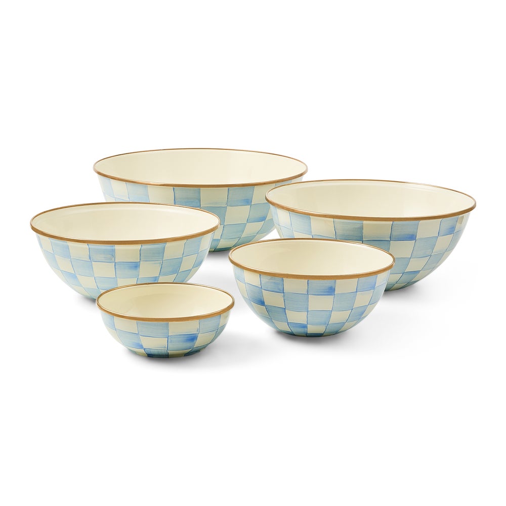 Sky Check Enamel Everyday Bowl