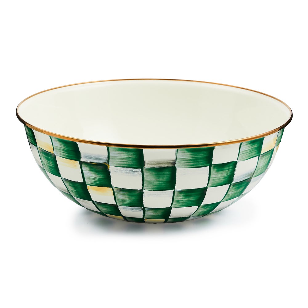 Emerald Check Enamel Everyday Bowl