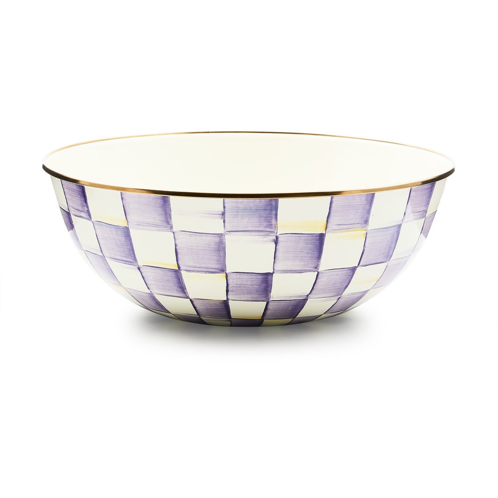Violet Check Enamel Everyday Bowl