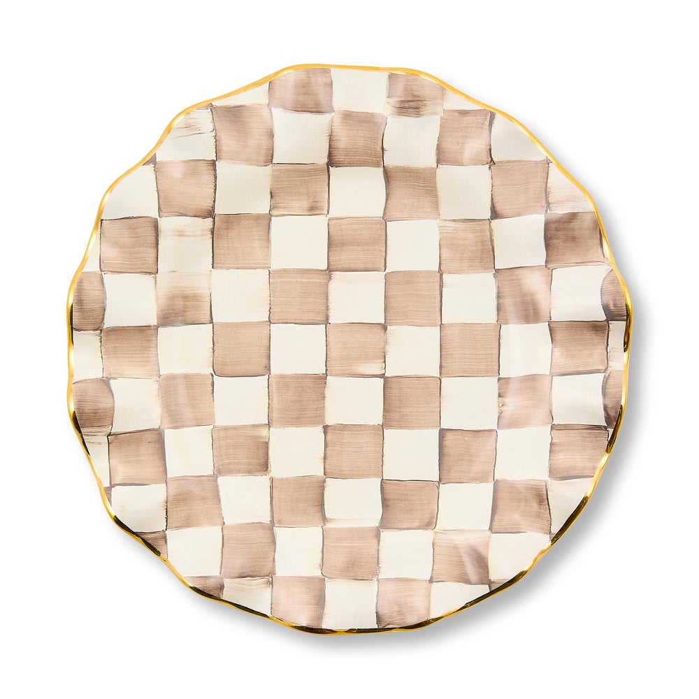Mocha Check Fluted Ceramic Dinnerware