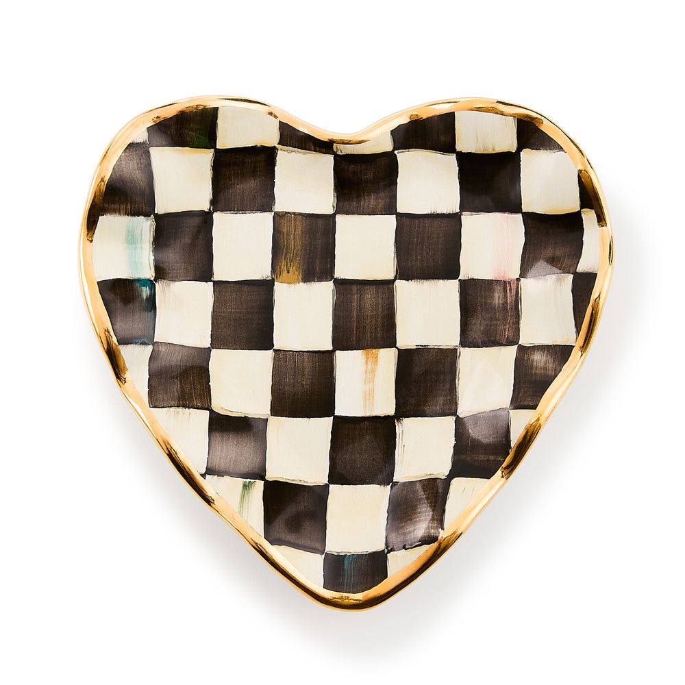 Check Fluted Ceramic Heart Plate