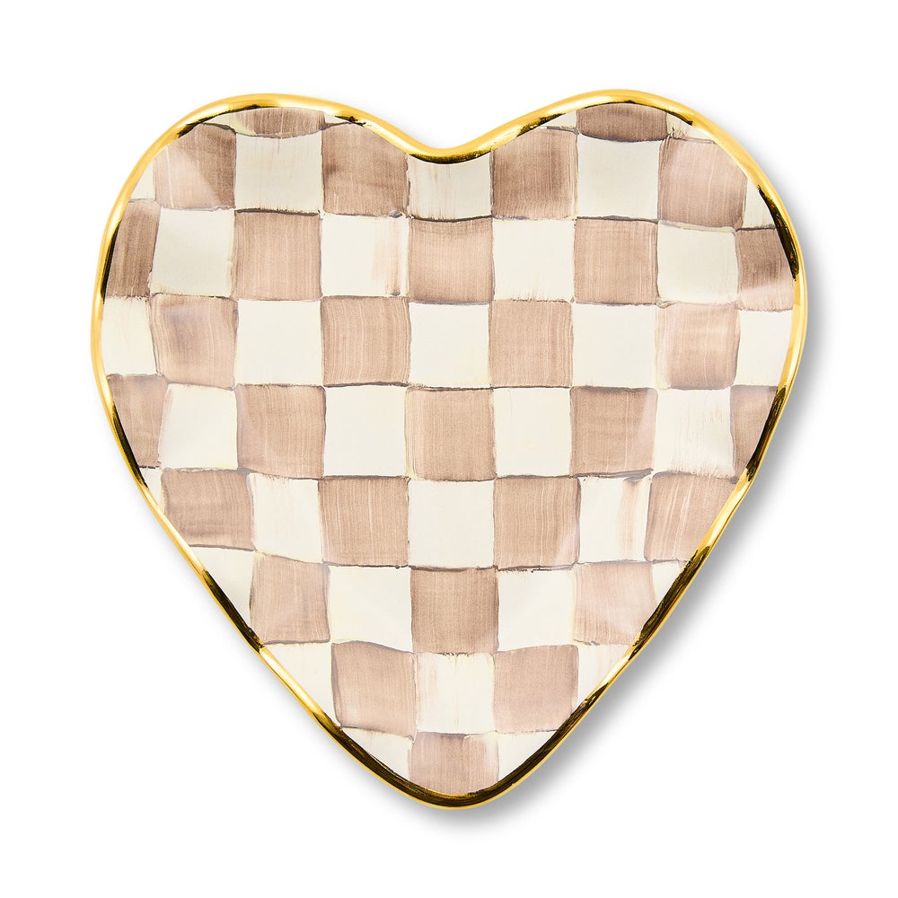 Check Fluted Ceramic Heart Plate