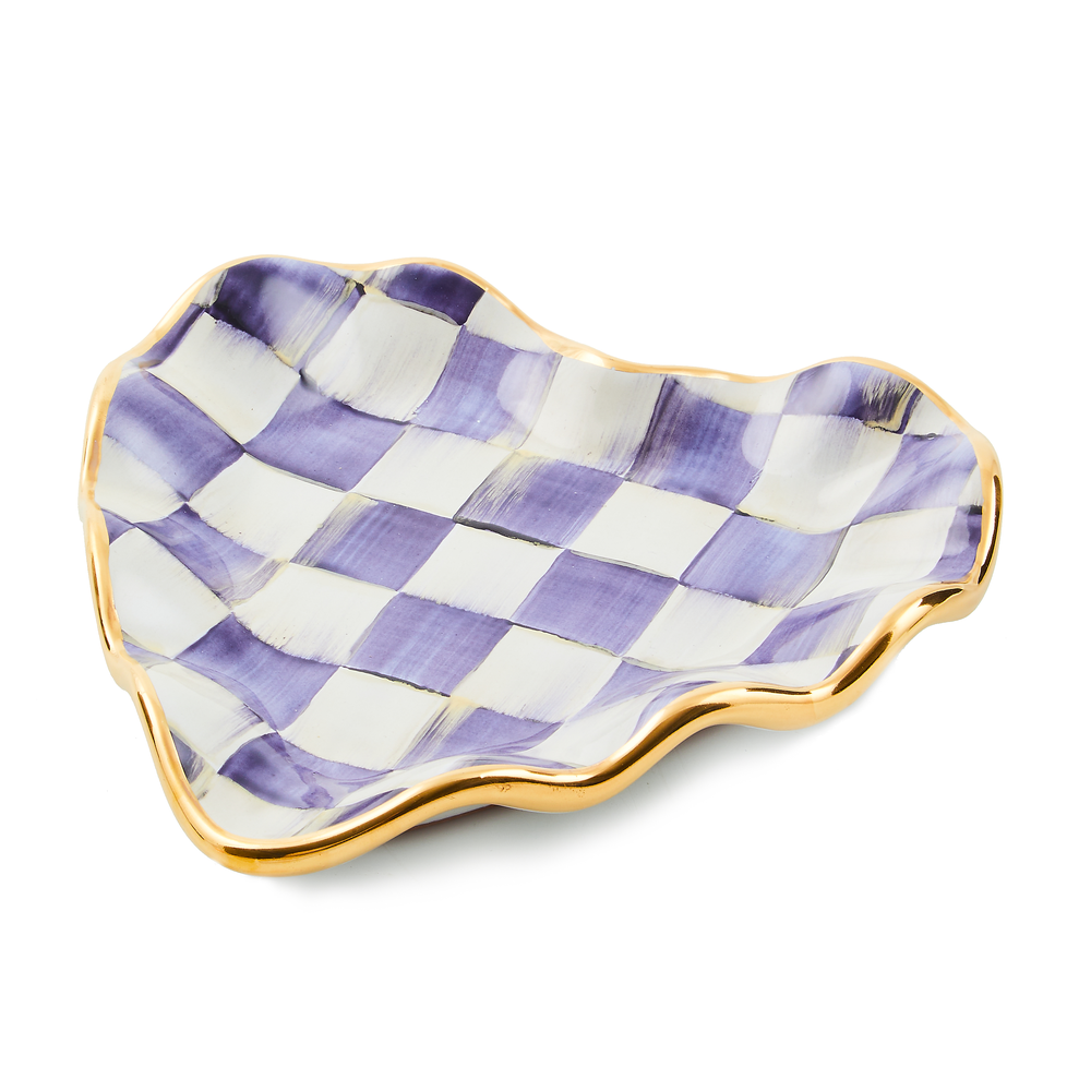 Check Fluted Ceramic Heart Plate