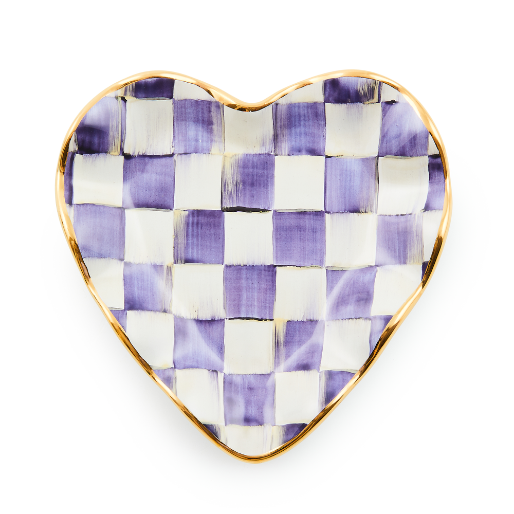 Check Fluted Ceramic Heart Plate