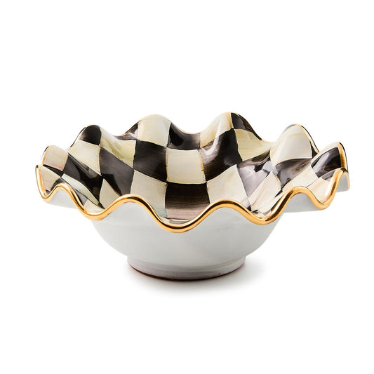 Check Fluted Ceramic Breakfast Bowl