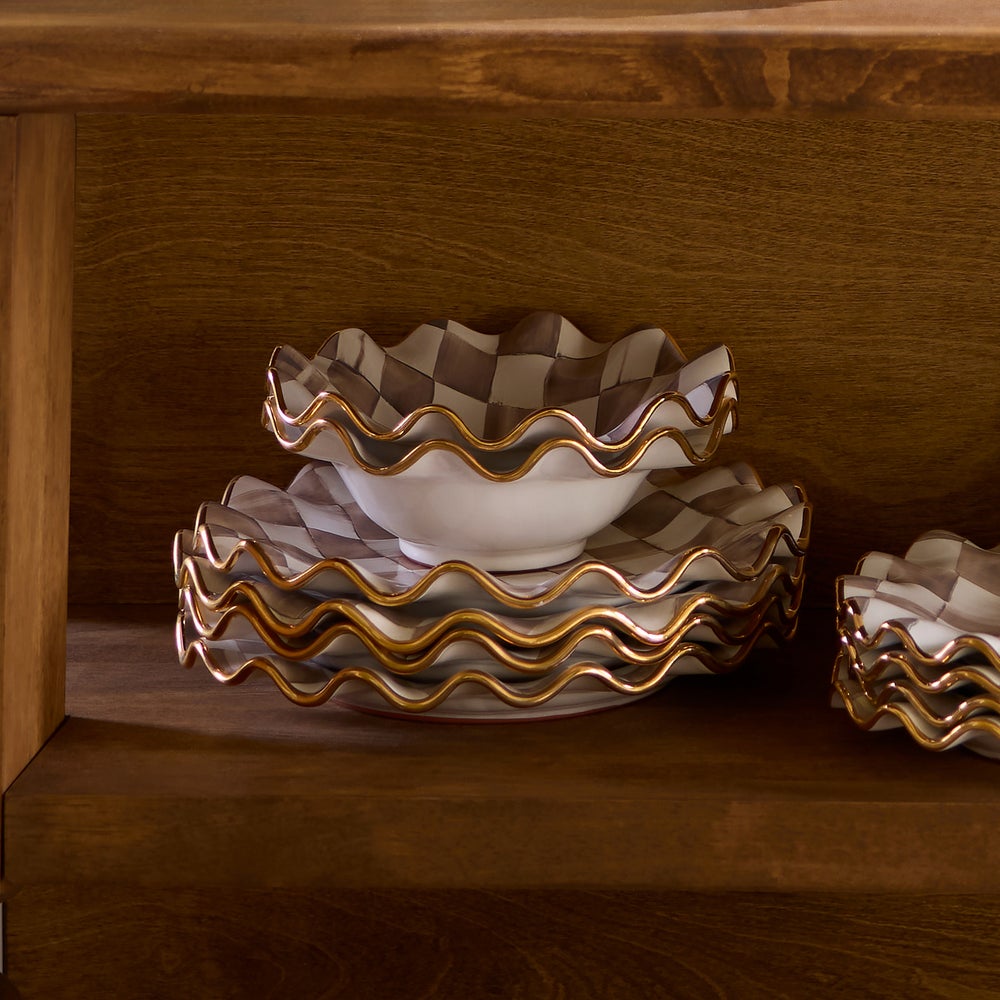 Check Fluted Ceramic Breakfast Bowl