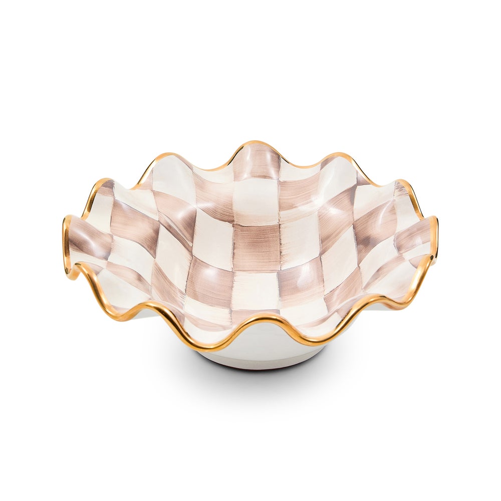 Check Fluted Ceramic Breakfast Bowl
