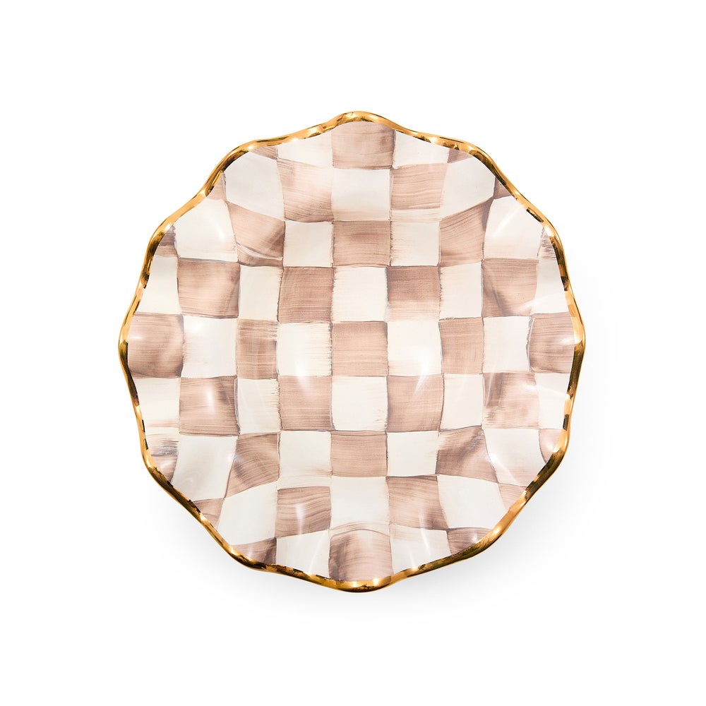 Check Fluted Ceramic Breakfast Bowl