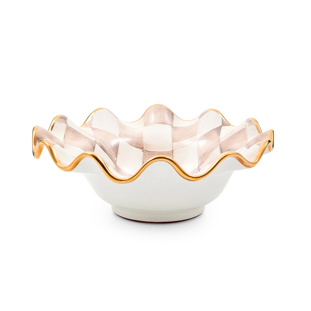 Check Fluted Ceramic Breakfast Bowl