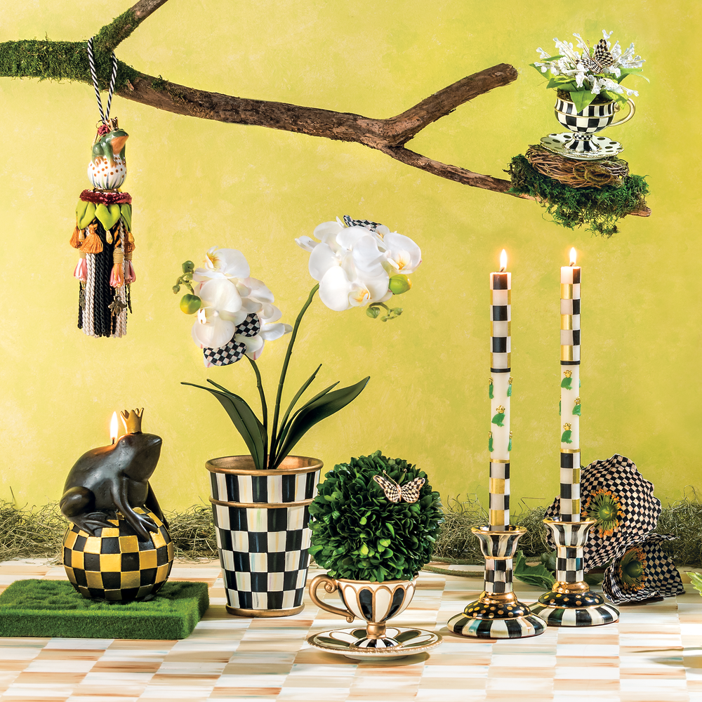 Courtly Check Large Ceramic Candlestick