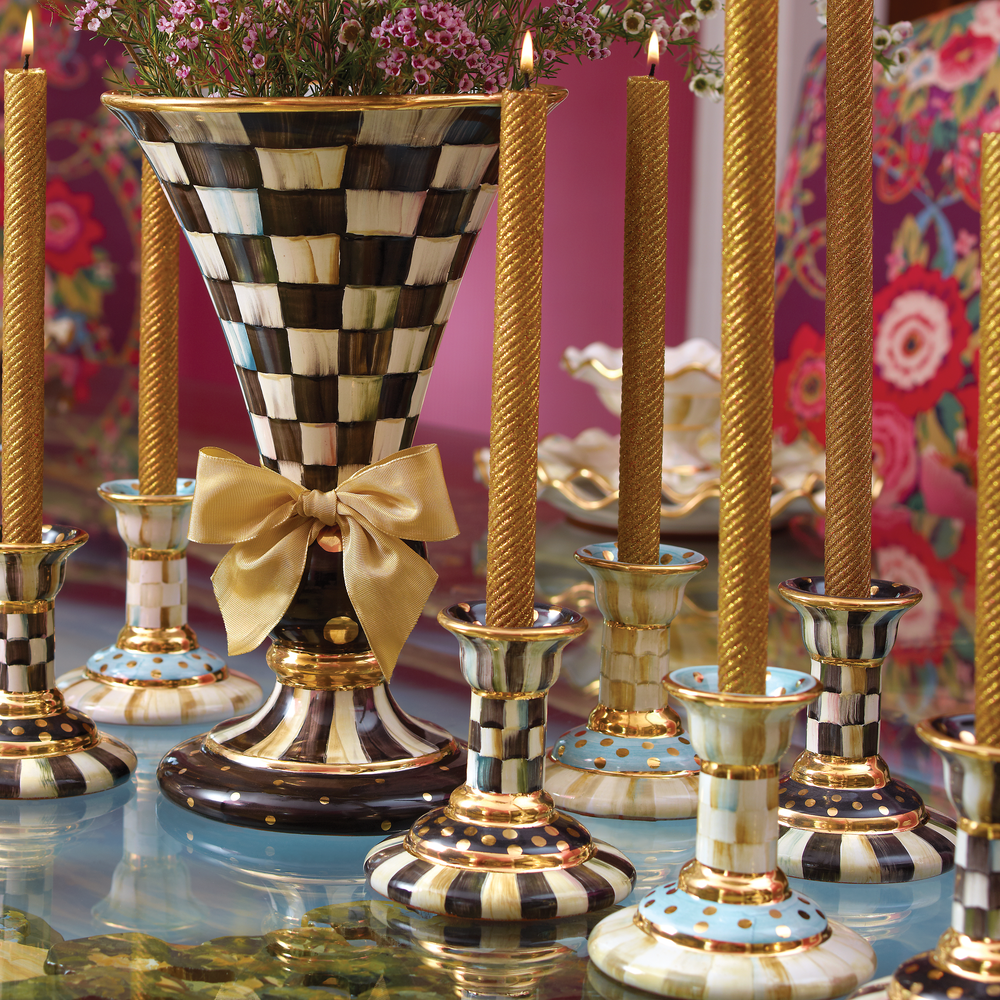 Courtly Check Large Ceramic Candlestick