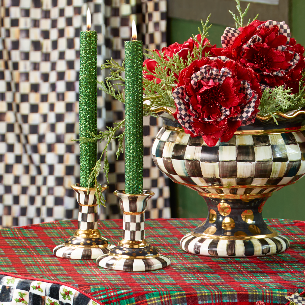 Courtly Check Large Ceramic Candlestick
