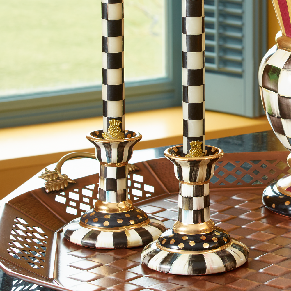 Courtly Check Large Ceramic Candlestick