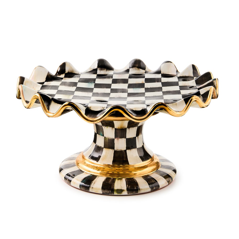Check Fluted Ceramic Cake Stand