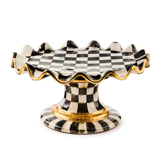 Check Fluted Ceramic Cake Stand