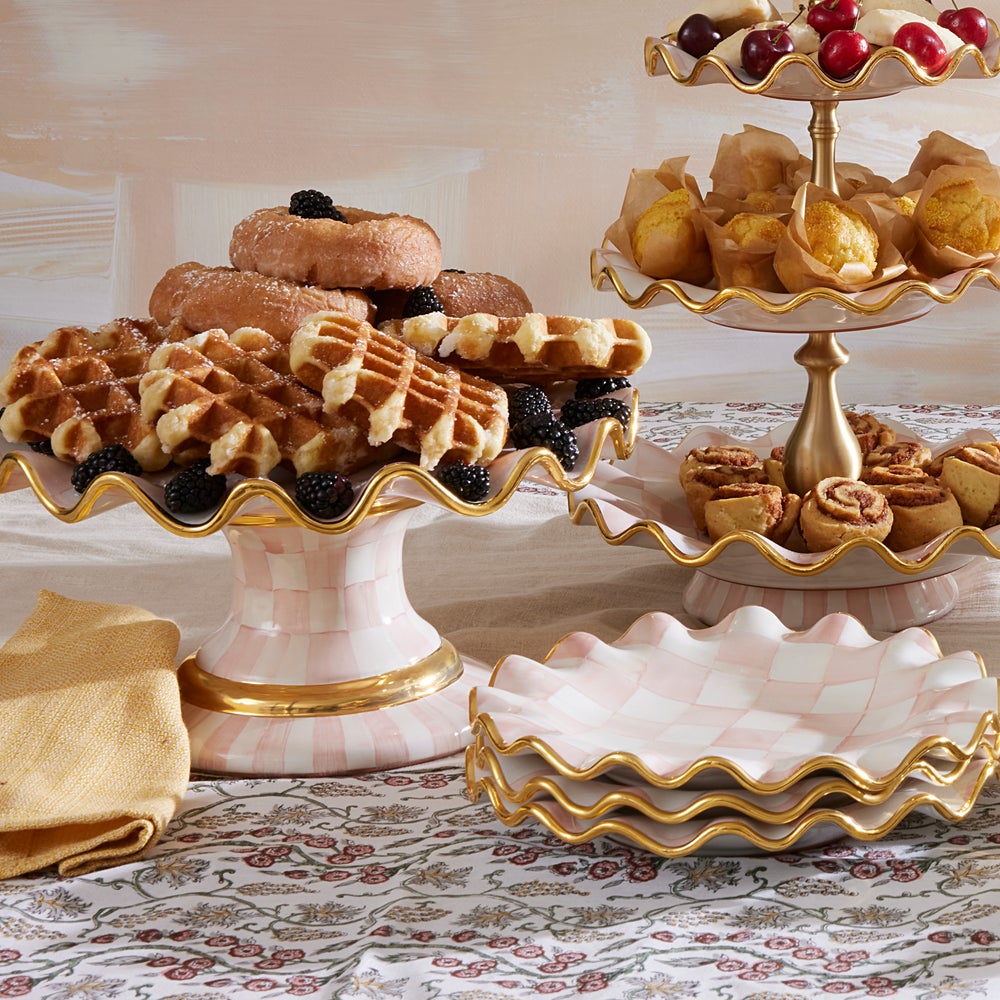 Check Fluted Ceramic Cake Stand