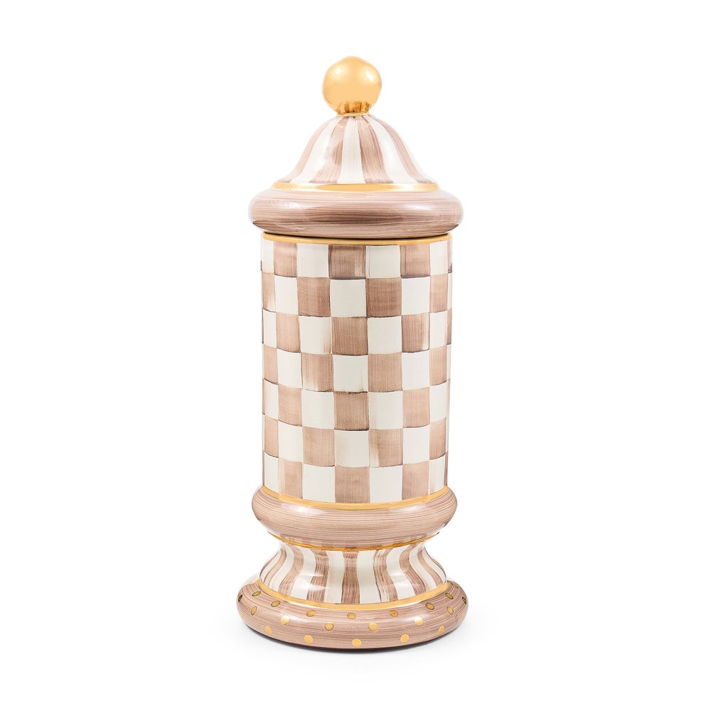 Mocha Check Ceramic Canister