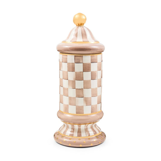 Mocha Check Ceramic Canister