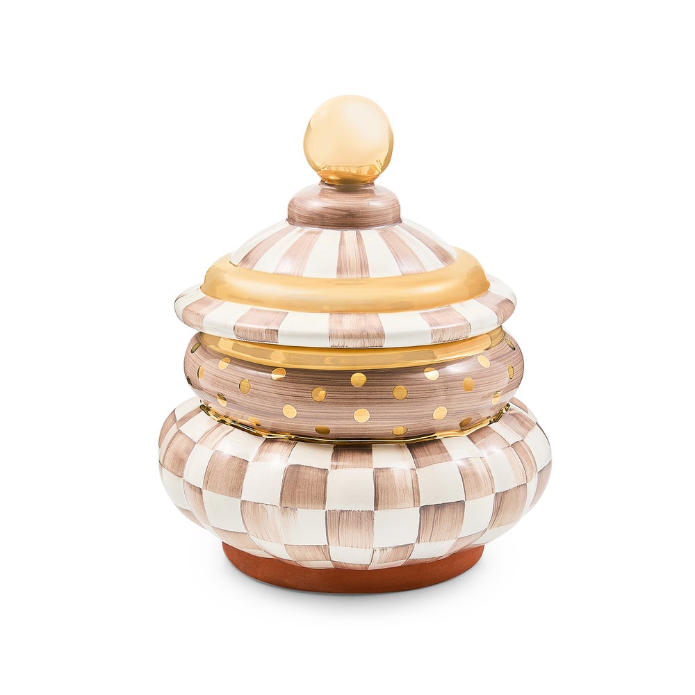 Mocha Check Ceramic Canister