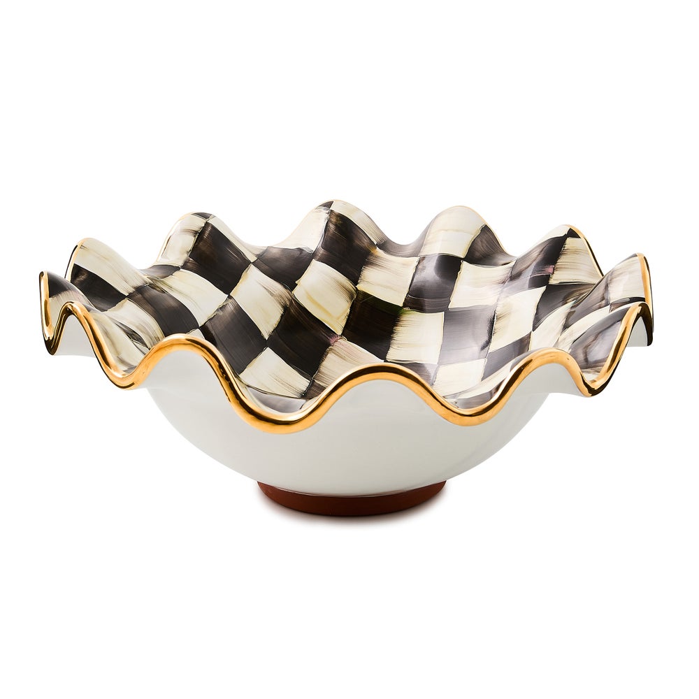 Check Medium Ceramic Fluted Serving Bowl