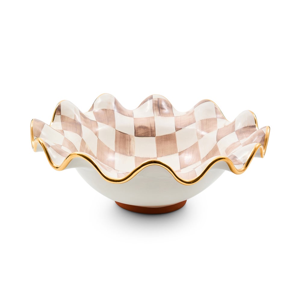 Check Medium Ceramic Fluted Serving Bowl