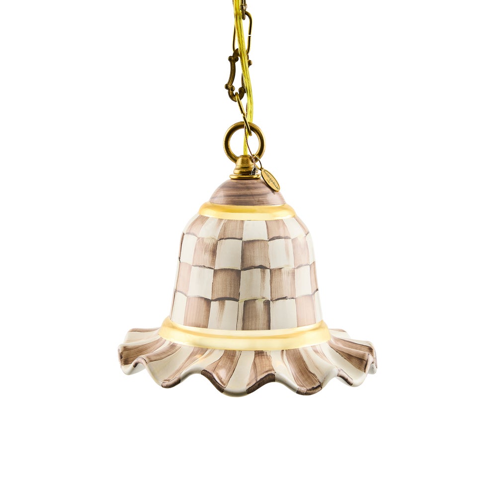 Mocha Check Small Ceramic Pendant Lamp