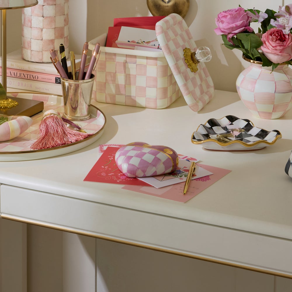 Pink Dotty Heart Ceramic Decor