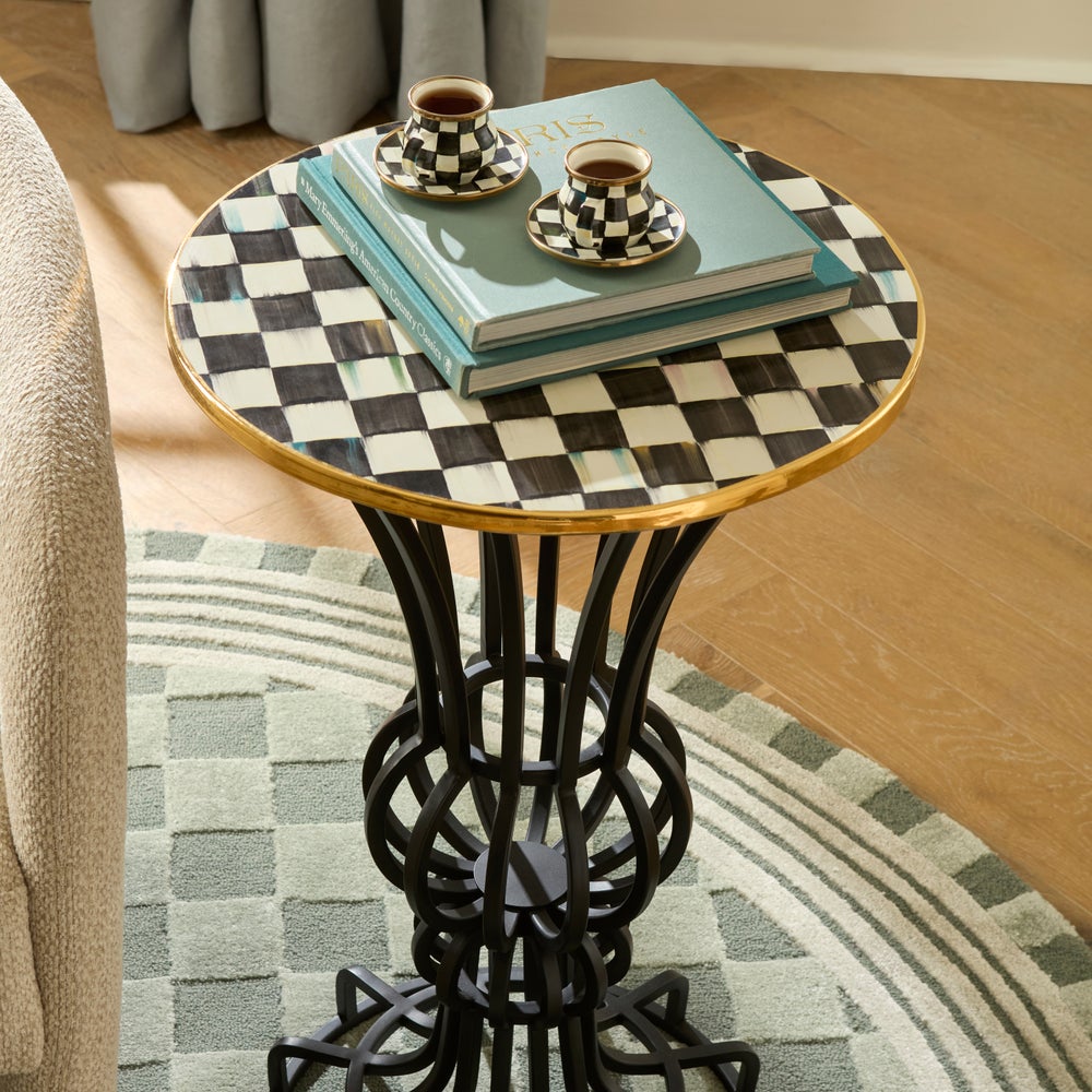 Check Pedestal Accent Table