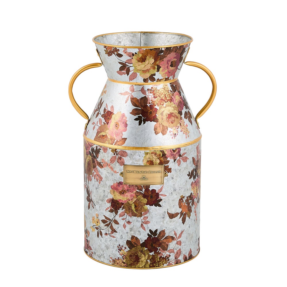 Wild Rose Galvanized Milk Can