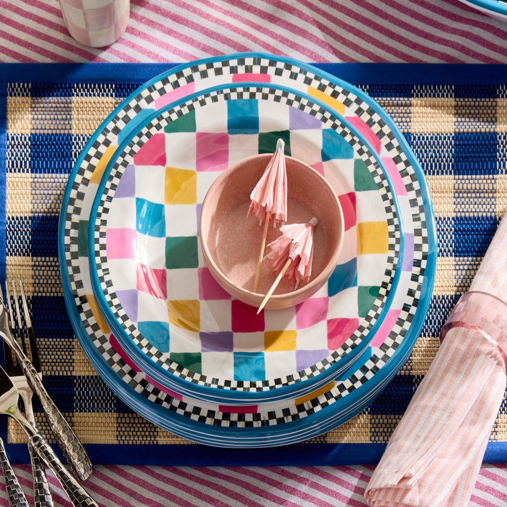 Woven Check Straw Placemats, Set of 4