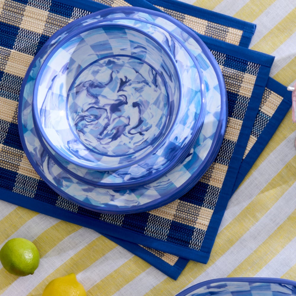Woven Check Straw Placemats, Set of 4