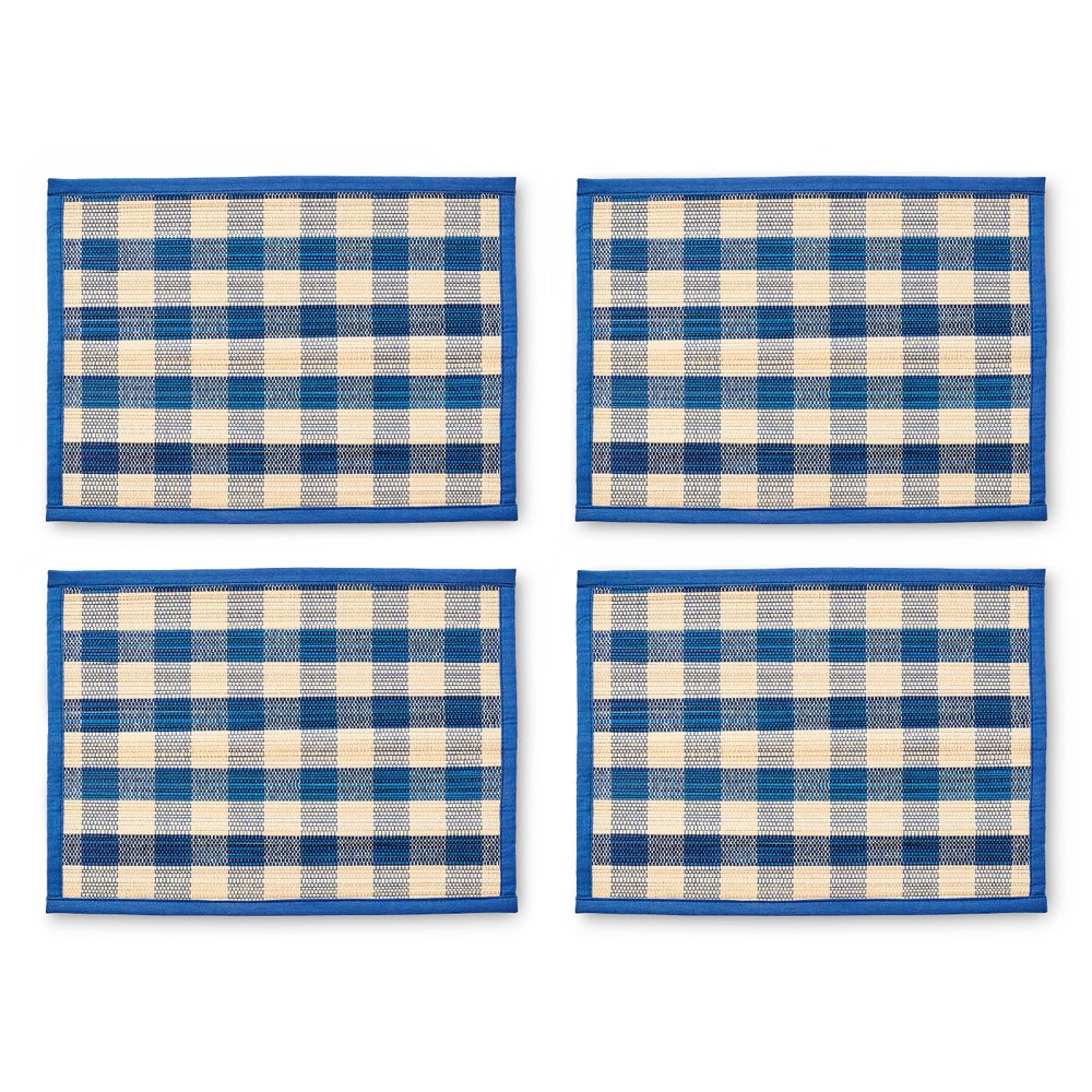 Woven Check Straw Placemats, Set of 4