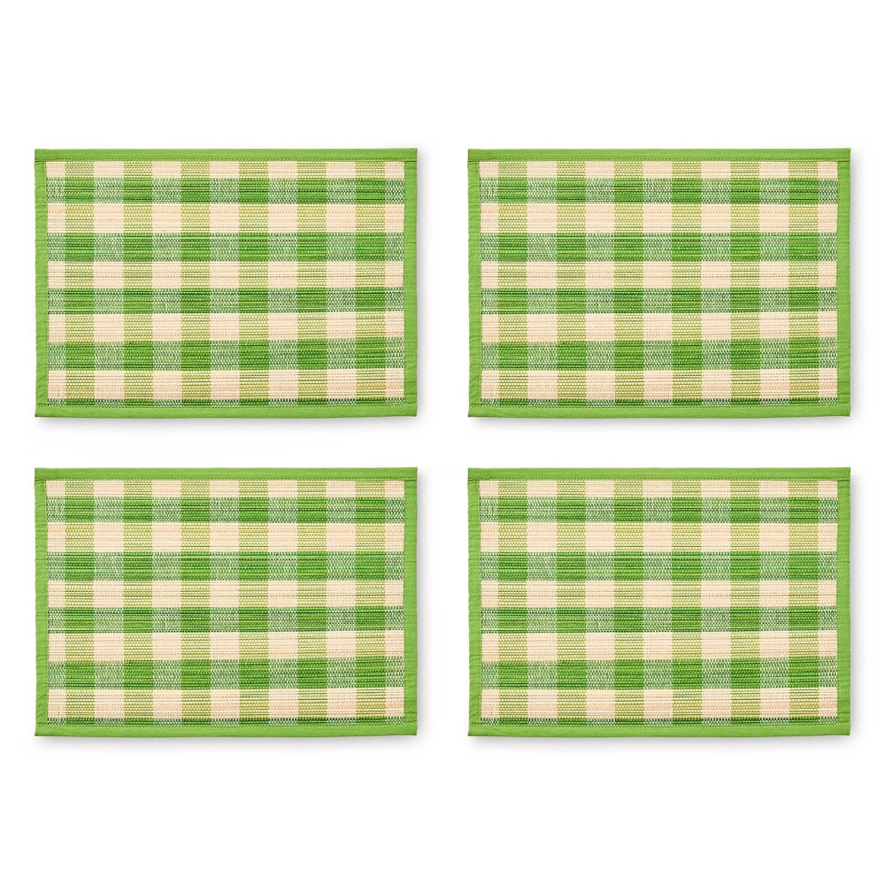 Woven Check Straw Placemats, Set of 4