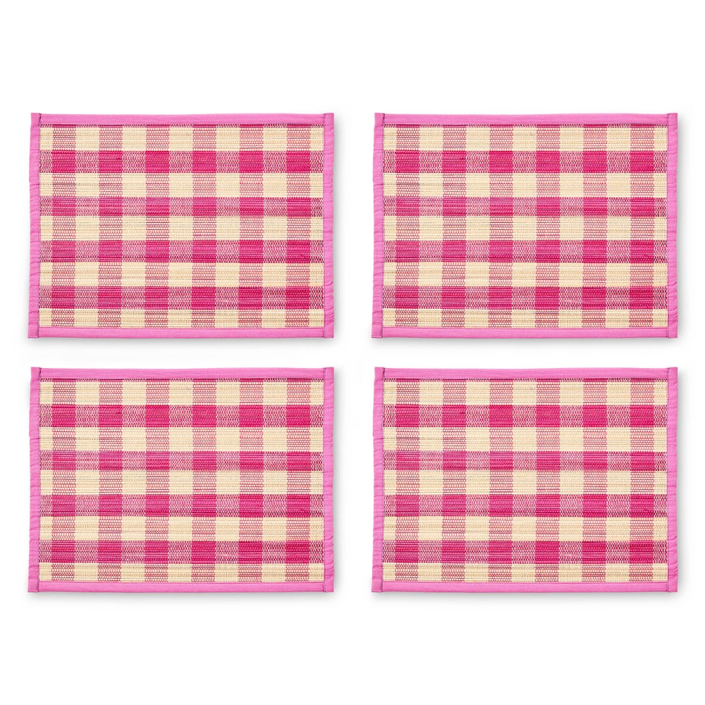 Woven Check Straw Placemats, Set of 4