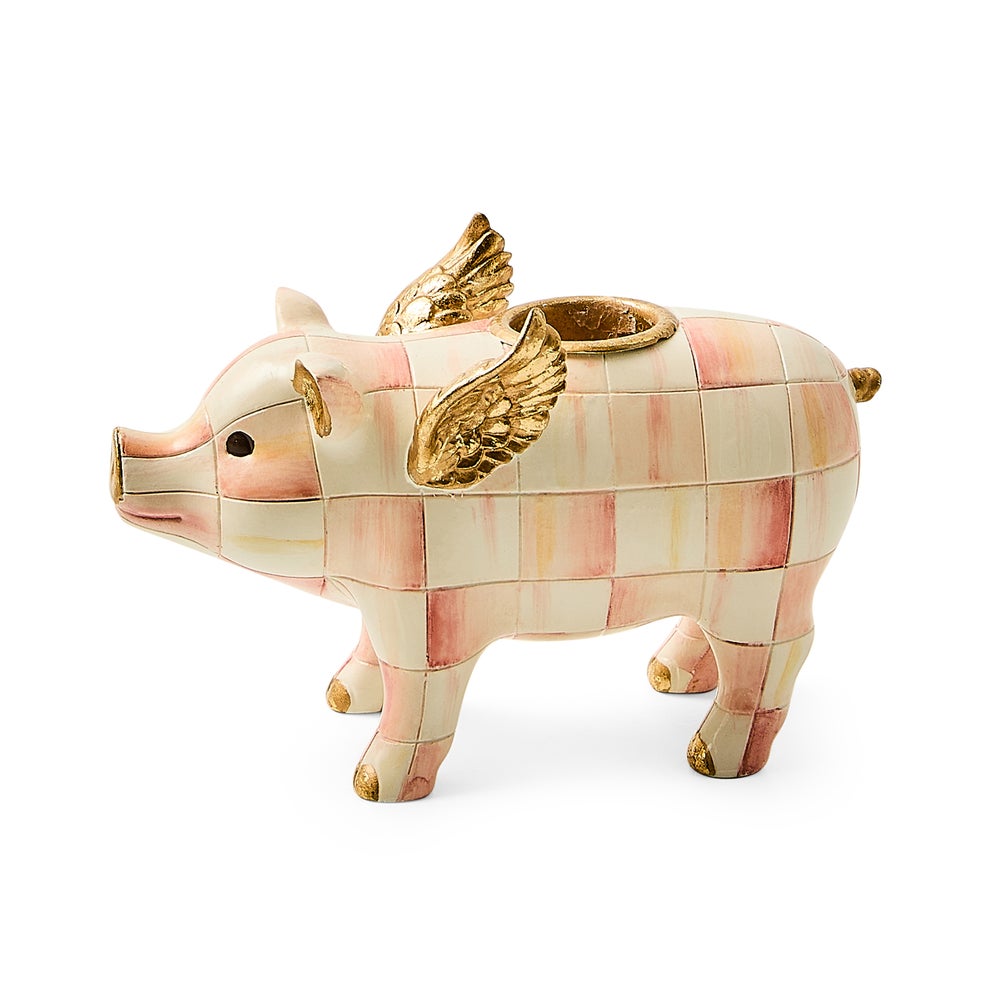 Rosy Check Flying Pig Candle Holder