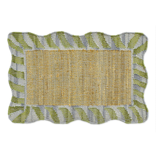 Jute Scalloped Purple & Green Rug