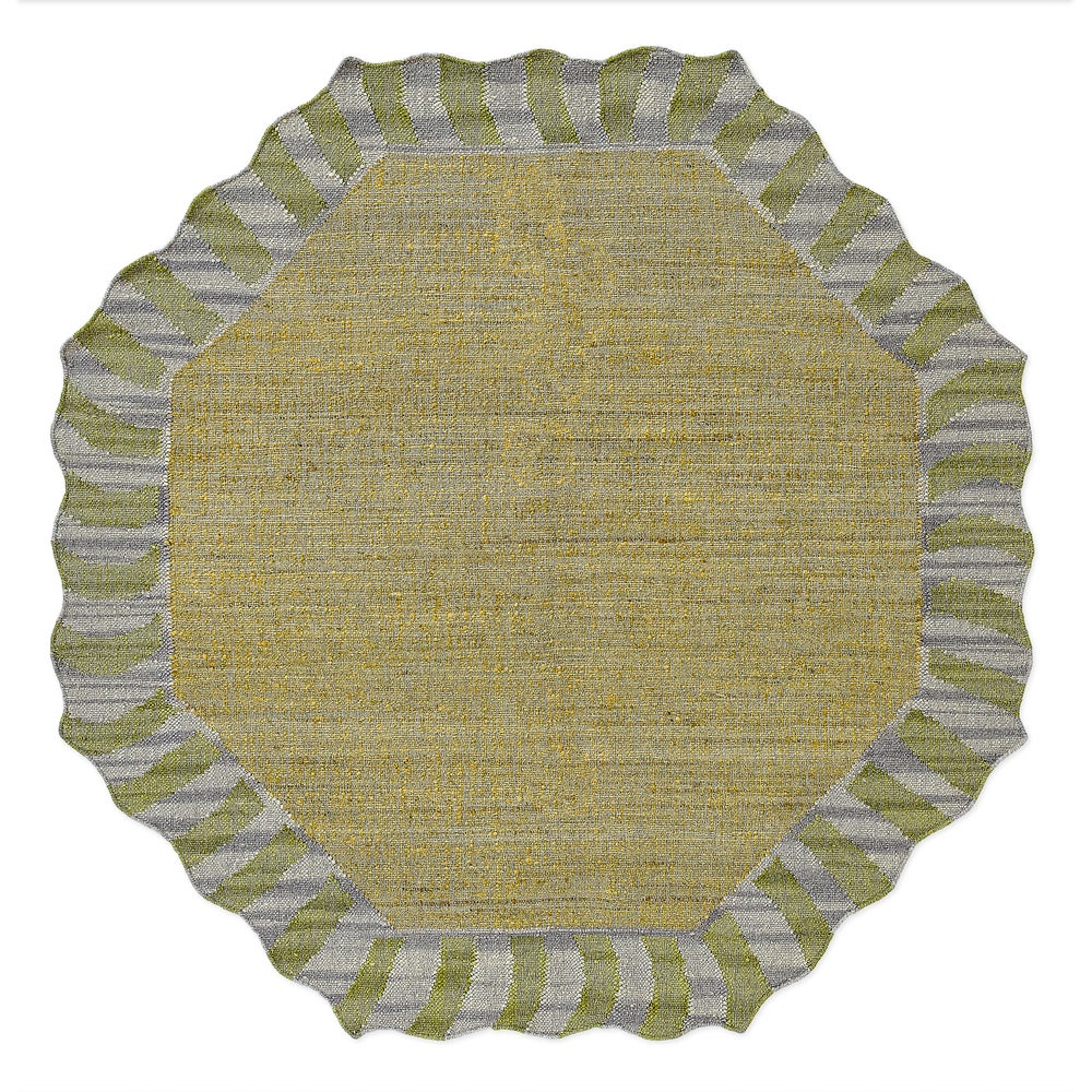 Jute Scalloped Purple & Green Rug