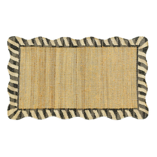 Jute Scalloped Black & White Rug