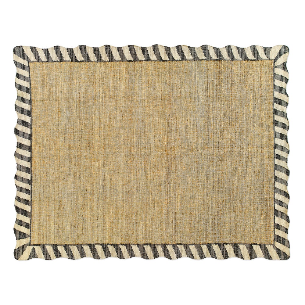 Jute Scalloped Black & White Rug