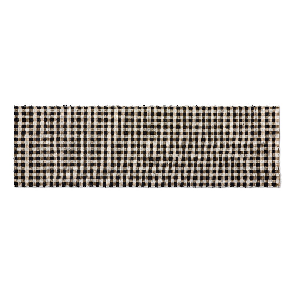 Natural, Black & White Checked Rug