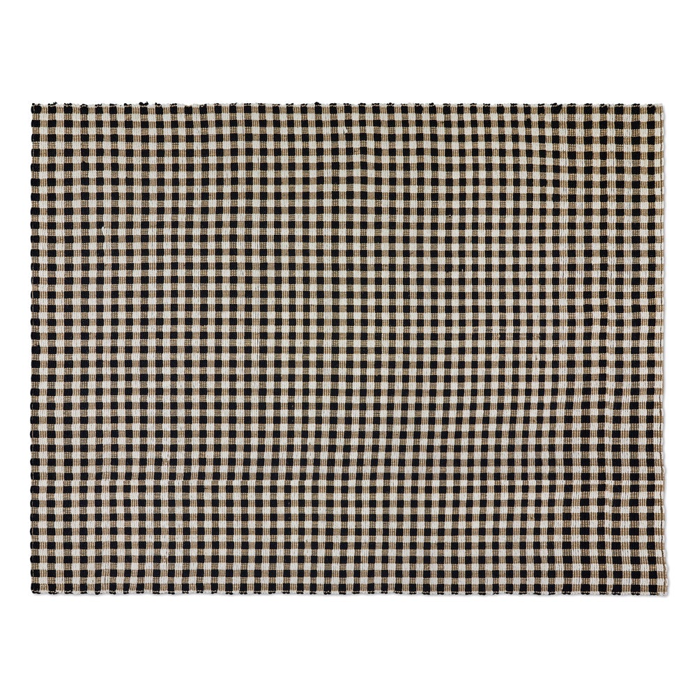 Natural, Black & White Checked Rug