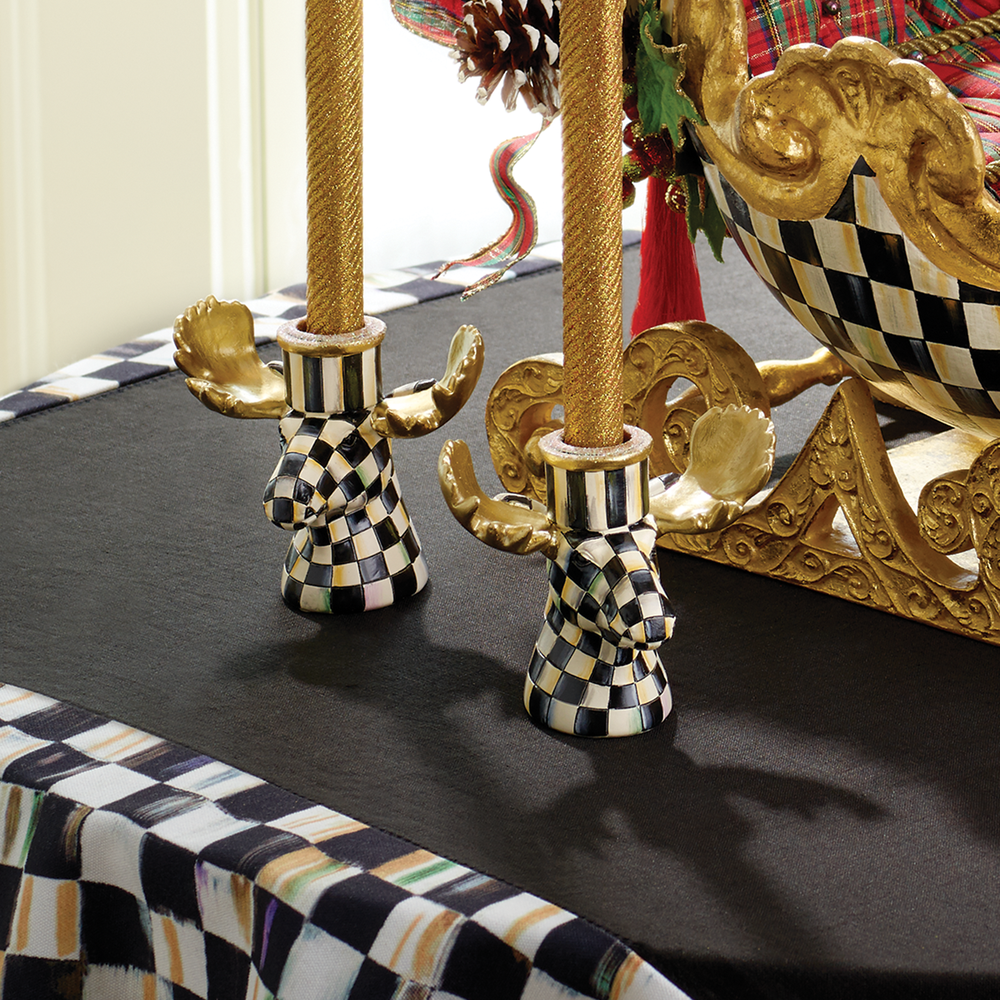 Courtly Check Moose Candlesticks - Set of 2
