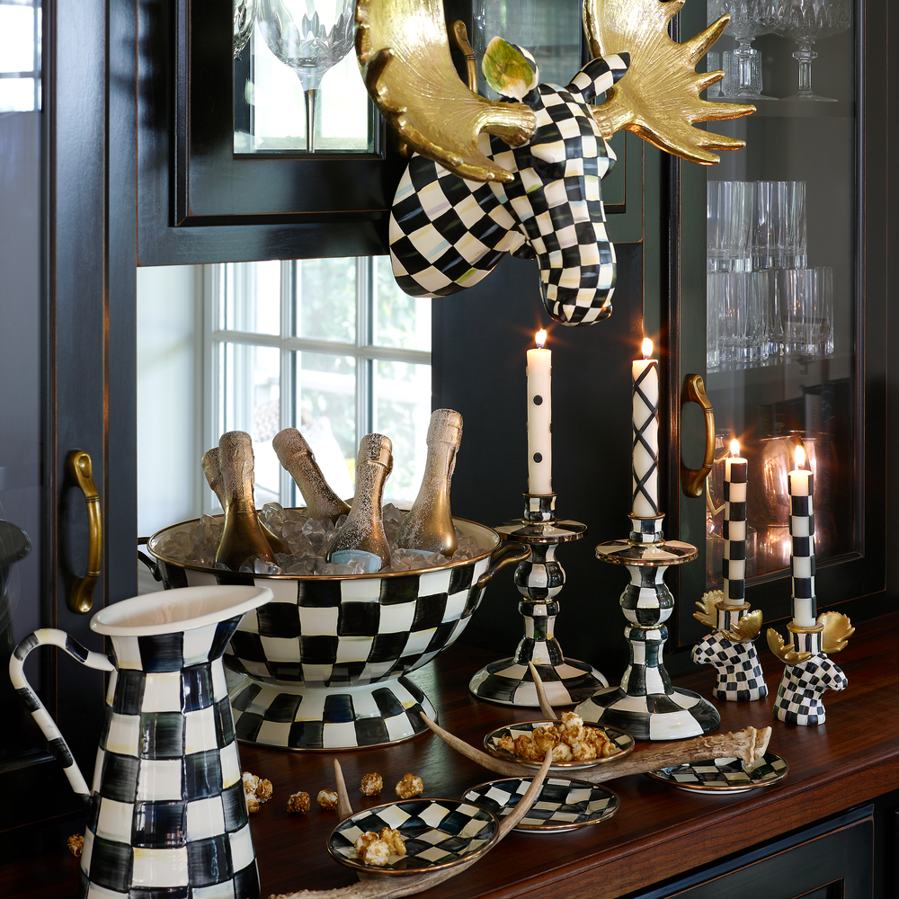 Courtly Check Moose Candlesticks - Set of 2